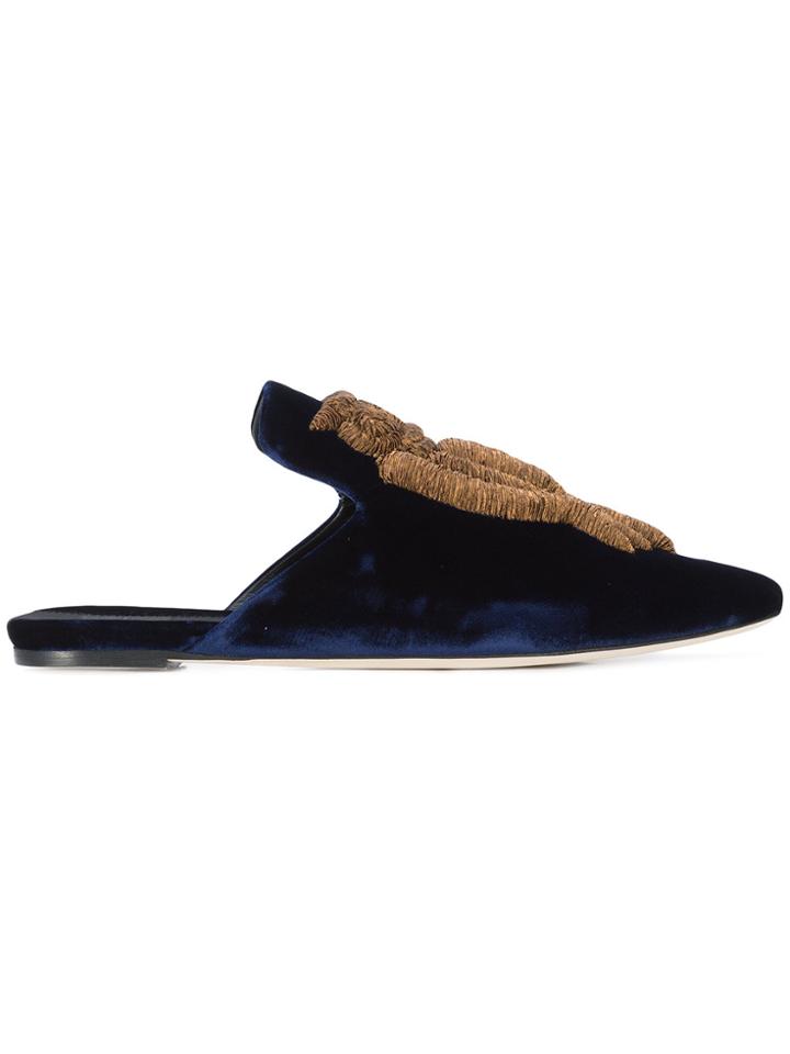 Sanayi 313 Appliqué Owl Mules - Blue