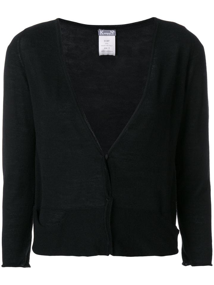 Kristensen Du Nord Cropped Plunge Neck Cardigan - Black