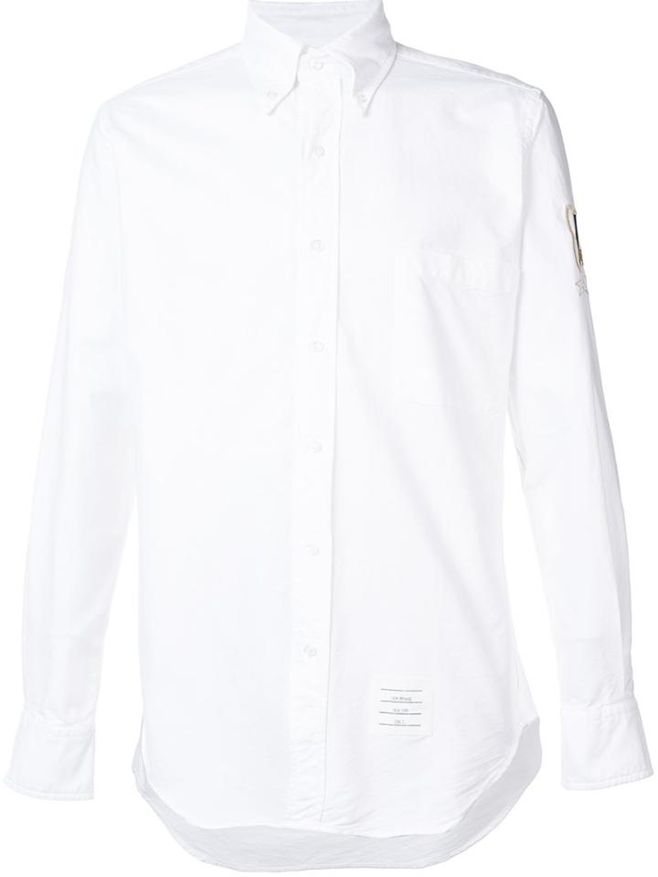 Thom Browne Button Down Classic Shirt, Men's, Size: 4, White, Cotton