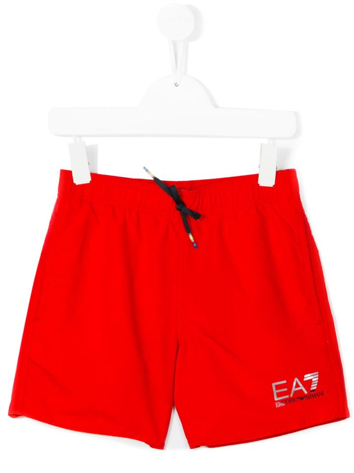 Armani Junior - Logo Print Swim Shorts - Kids - Polyester/polyester - 12 Yrs, Red