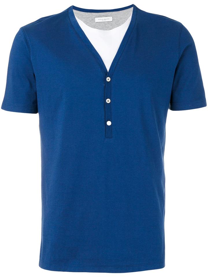 Paolo Pecora - Serafino T-shirt - Men - Cotton - Xs, Blue, Cotton