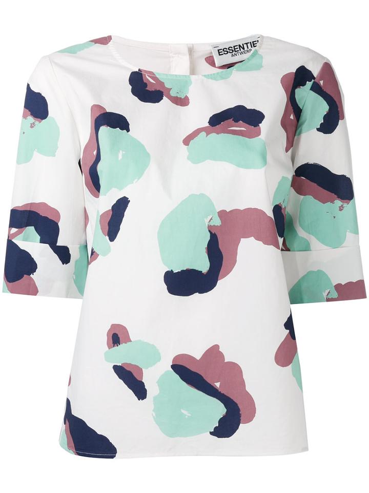 Essentiel Antwerp Abstract Print Blouse, Women's, Size: 40, White, Cotton