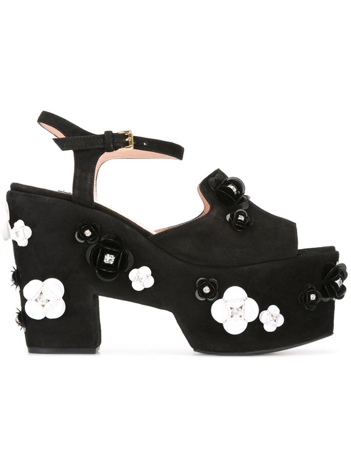 Boutique Moschino Embellished Platform Sandals - Black