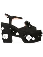 Boutique Moschino Embellished Platform Sandals - Black