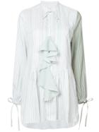 Jw Anderson Ruffle Front Striped Blouse - Green