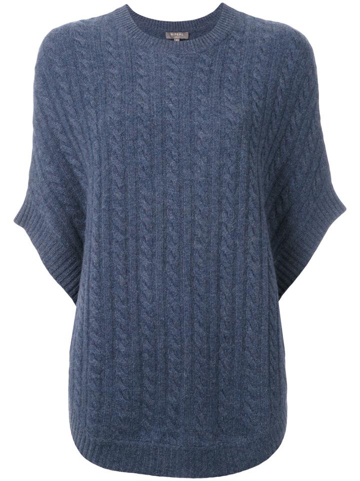 N.peal Cable Knit Sweater Cape, Women's, Blue, Cashmere