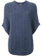 N.peal Cable Knit Sweater Cape, Women's, Blue, Cashmere