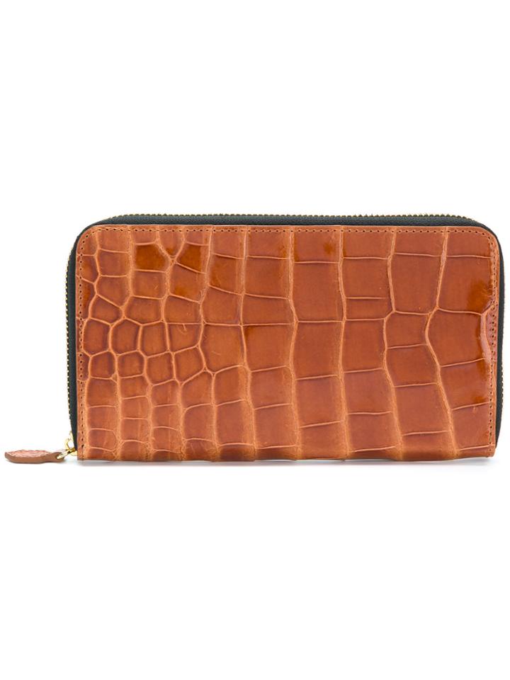 Jason Briggs Crocodile Effect Continental Wallet - Brown