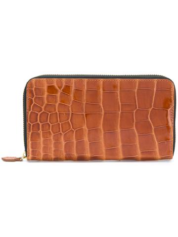 Jason Briggs Crocodile Effect Continental Wallet - Brown