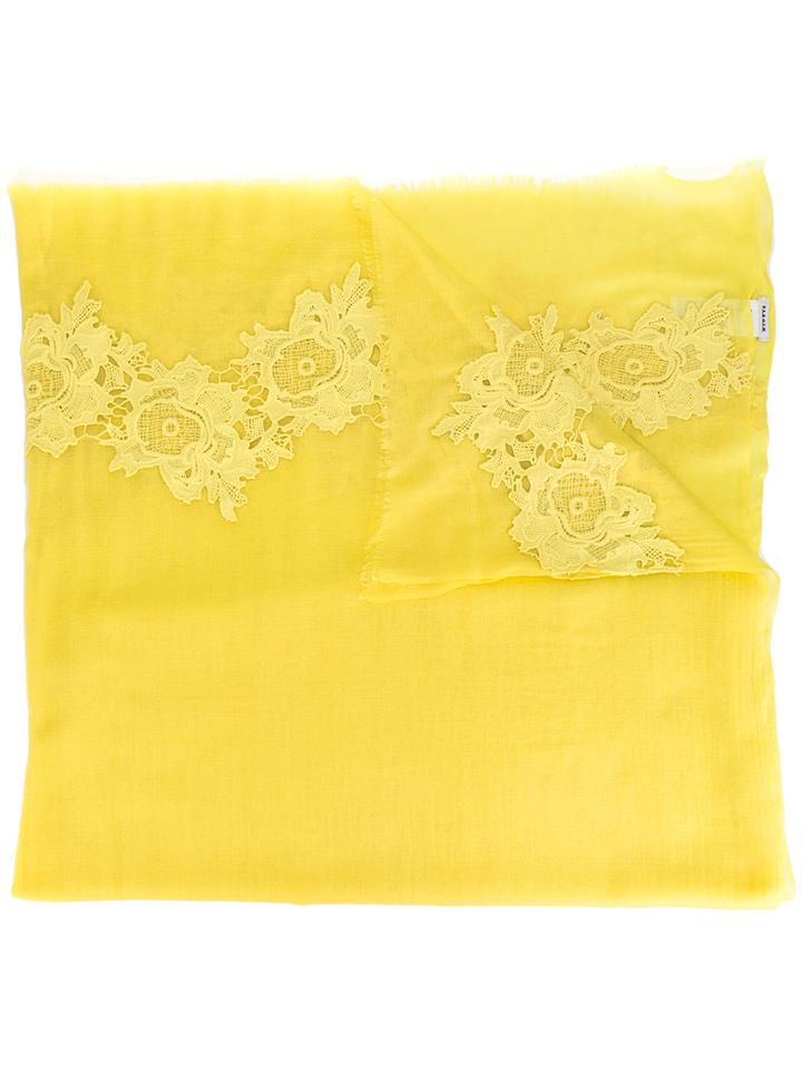 P.a.r.o.s.h. Lace Trim Scarf, Women's, Yellow/orange, Wool/cotton/polyamide