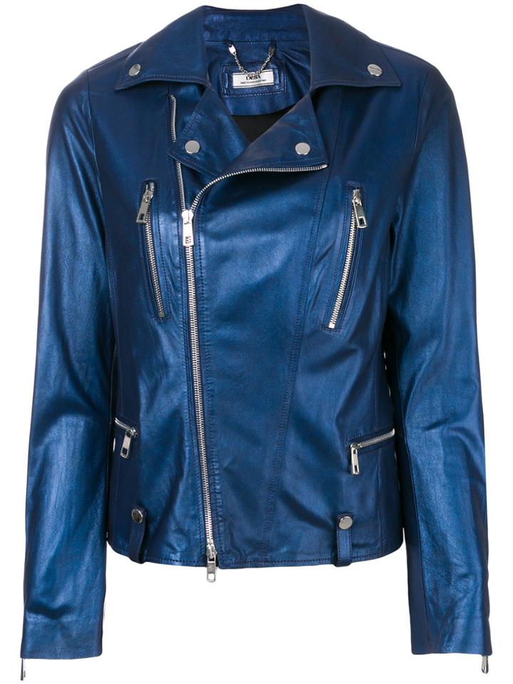 Desa 1972 Metallic Biker Jacket - Blue