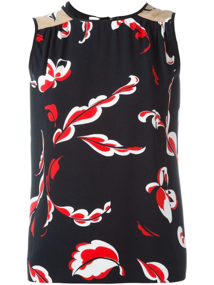 Msgm Floral Print Tank Top, Women's, Size: 44, Black, Viscose/polyester