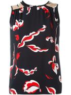 Msgm Floral Print Tank Top, Women's, Size: 44, Black, Viscose/polyester