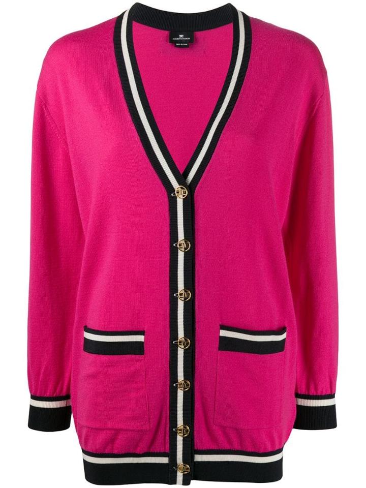 Elisabetta Franchi Contrast Trim Cardigan - Pink