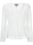 Armani Collezioni Sheer Striped Jacket, Women's, Size: 48, White, Polyamide/spandex/elastane
