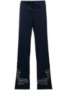 Ermanno Scervino Floral Embroidered Straight Trousers - Blue