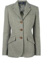 Polo Ralph Lauren Three Button Fitted Jacket, Women's, Size: 4, Green, Calf Leather/viscose/wool