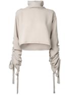 Strateas Carlucci - Funnel Veil Jumper - Women - Polyester - L, Nude/neutrals, Polyester