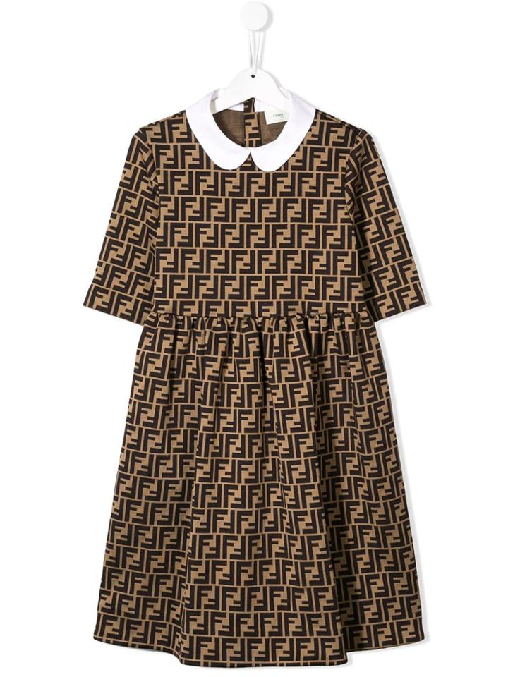 Fendi Kids Ff Monogram Dress - Brown