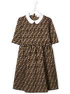 Fendi Kids Ff Monogram Dress - Brown