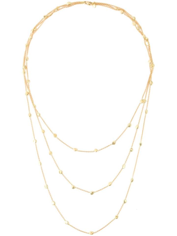 Natasha Collis Triple Chain Nugget Necklace, Women's, Metallic