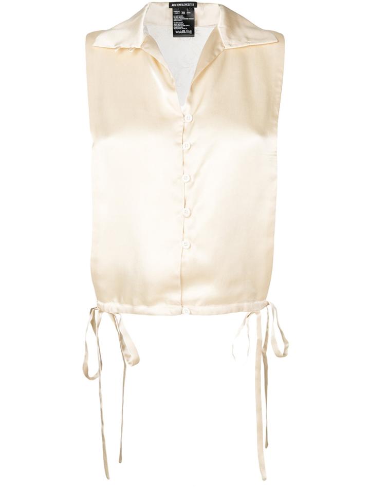 Ann Demeulemeester Tie Hem Shirt - Nude & Neutrals