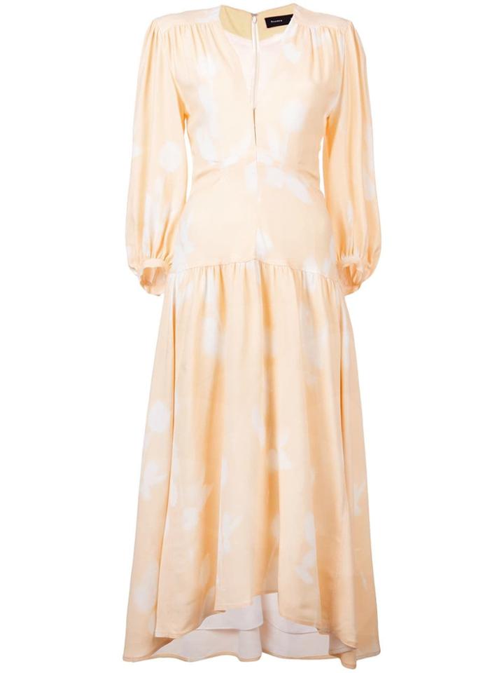 Proenza Schouler Rose Imprint Long Sleeve Dress - Neutrals