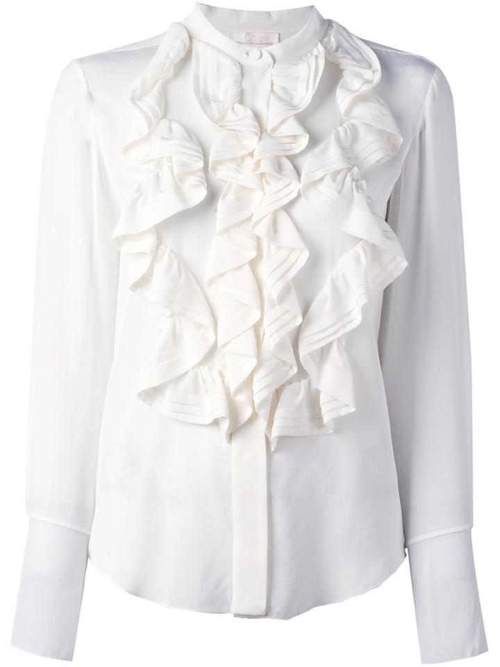 Chloé Ruffled Blouse, Women's, Size: 40, Nude/neutrals, Silk