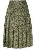 Michael Michael Kors - Embroidered Pleated Skirt - Women - Silk/polyester - 10, Green, Silk/polyester