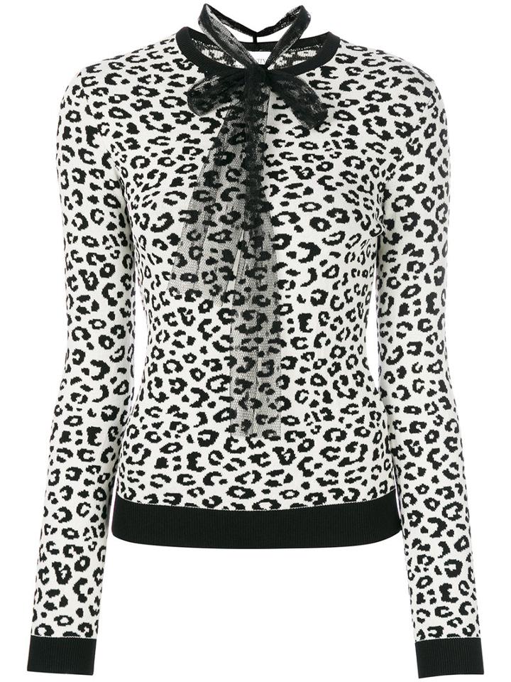 Red Valentino - Leopard Print Knitted Sweater - Women - Polyamide/polyester/viscose - Xs, White, Polyamide/polyester/viscose