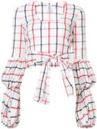 Rosie Assoulin Cropped Windowpane Blouse - White