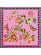 Gucci Garden Chains Print Silk Scarf - Pink