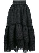 Katya Dobryakova Polka Dot Flounce Midi Skirt - Black