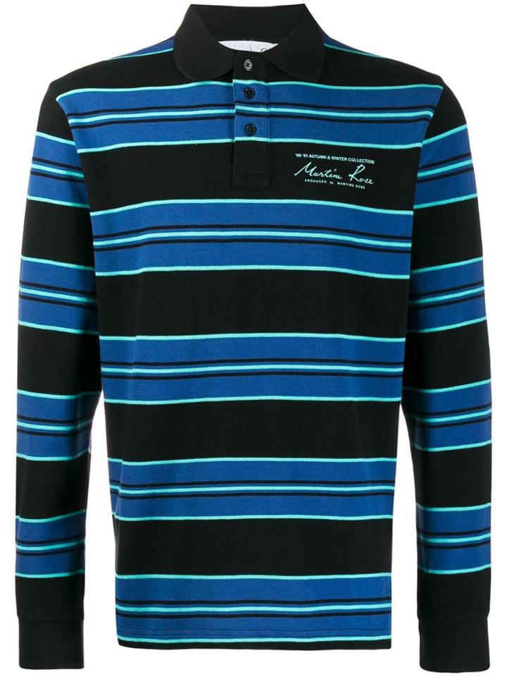Martine Rose Logo Striped Polo Shirt - Black