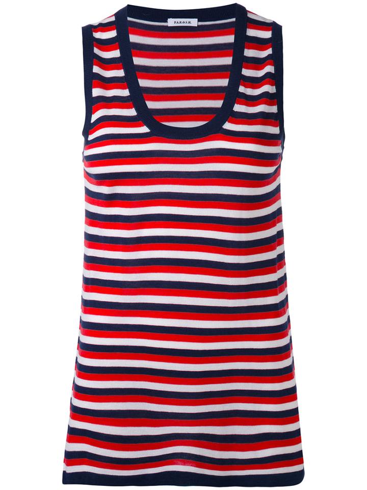 P.a.r.o.s.h. - Striped Tank Top - Women - Silk/cashmere - M, Blue, Silk/cashmere
