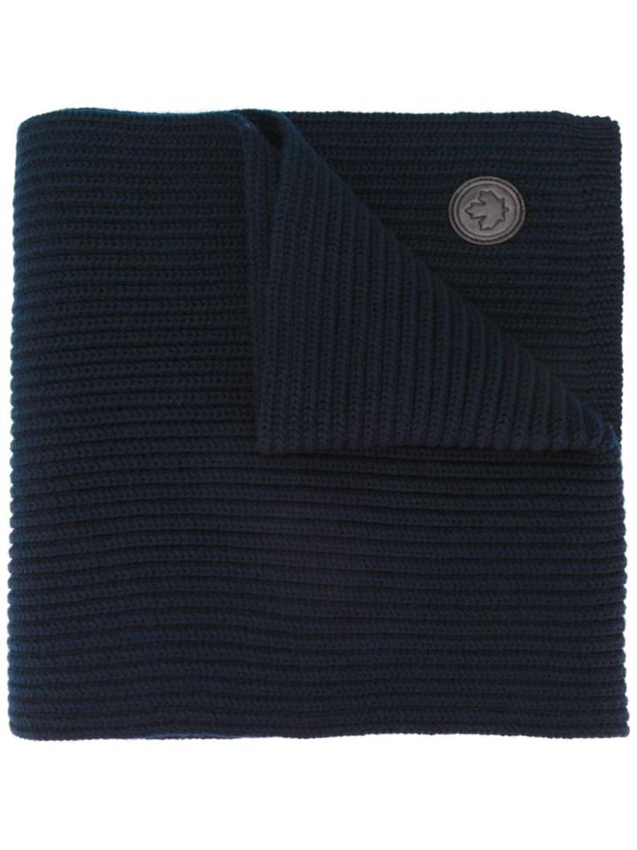 Dsquared2 Canadian Emblem Scarf, Men's, Blue, Wool