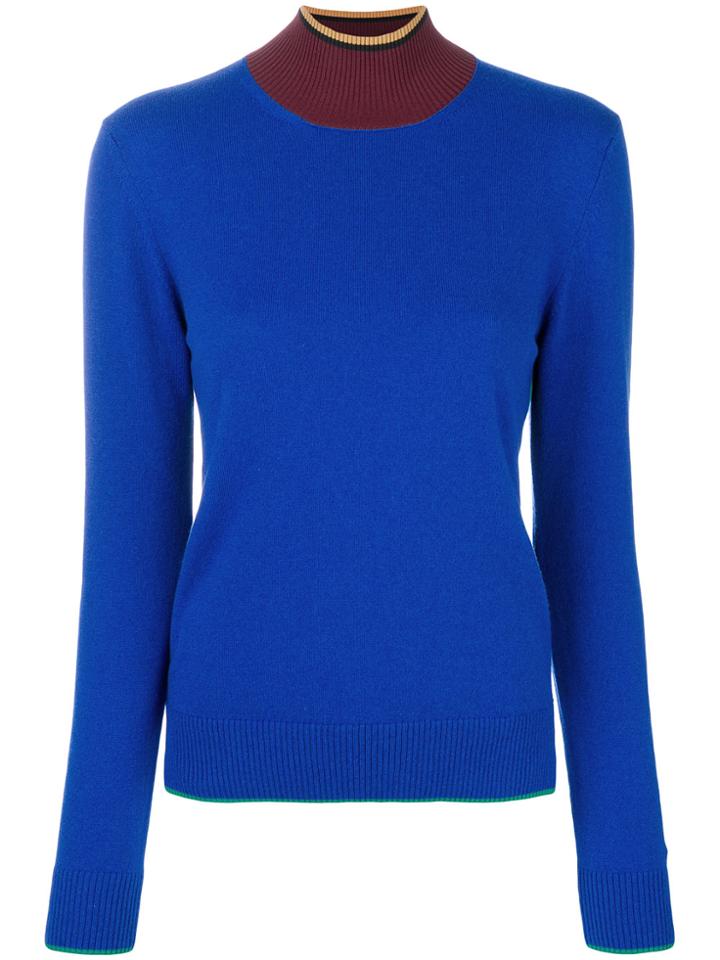 Marni Colour Block Turtleneck Jumper - Blue