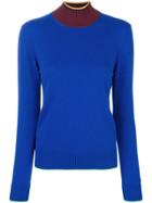 Marni Colour Block Turtleneck Jumper - Blue