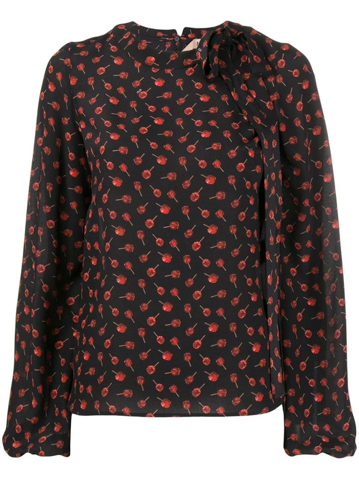 Nº21 Floral Long-sleeve Blouse - Black