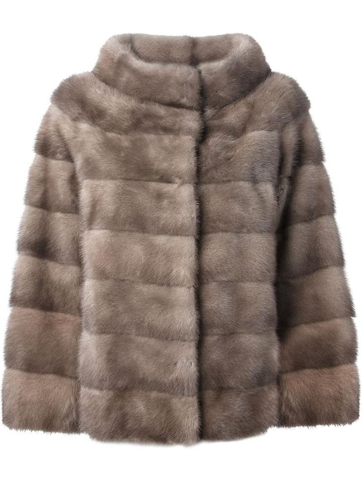 Liska 'philippa' Coat, Women's, Size: Medium, Grey, Mink Fur