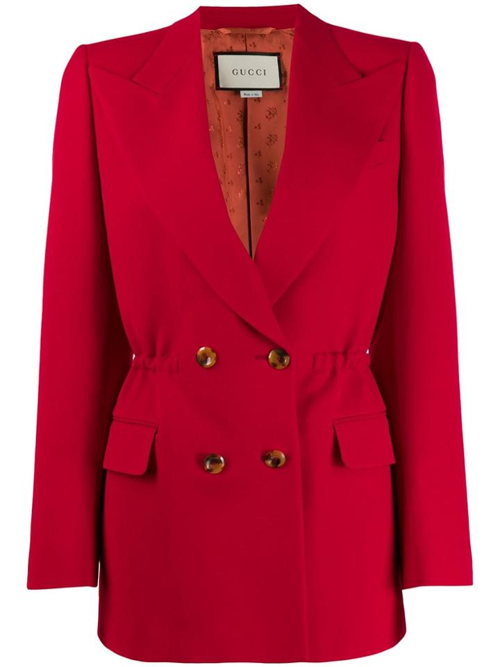 Gucci Elasticated Waist Double-breasted Blazer - Red