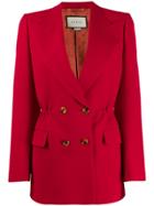 Gucci Elasticated Waist Double-breasted Blazer - Red