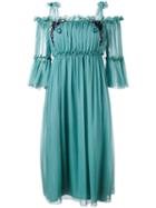 Alberta Ferretti - Cold-shoulder Midi Dress - Women - Silk - 42, Blue, Silk