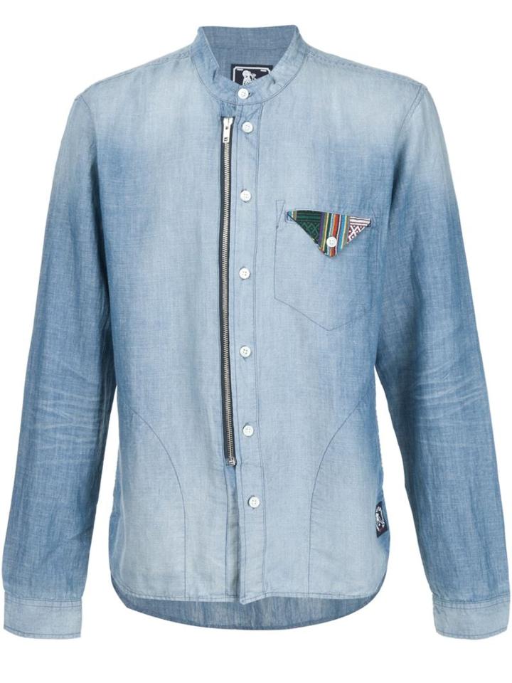 Prps Flap Pocket Detail Denim Shirt, Men's, Size: Xl, Blue, Cotton/linen/flax