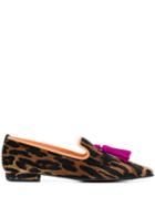 Pretty Ballerinas Leopard Print Pointed Loafers - Brown