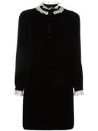 Saint Laurent Lace Collar Mini Dress - Black