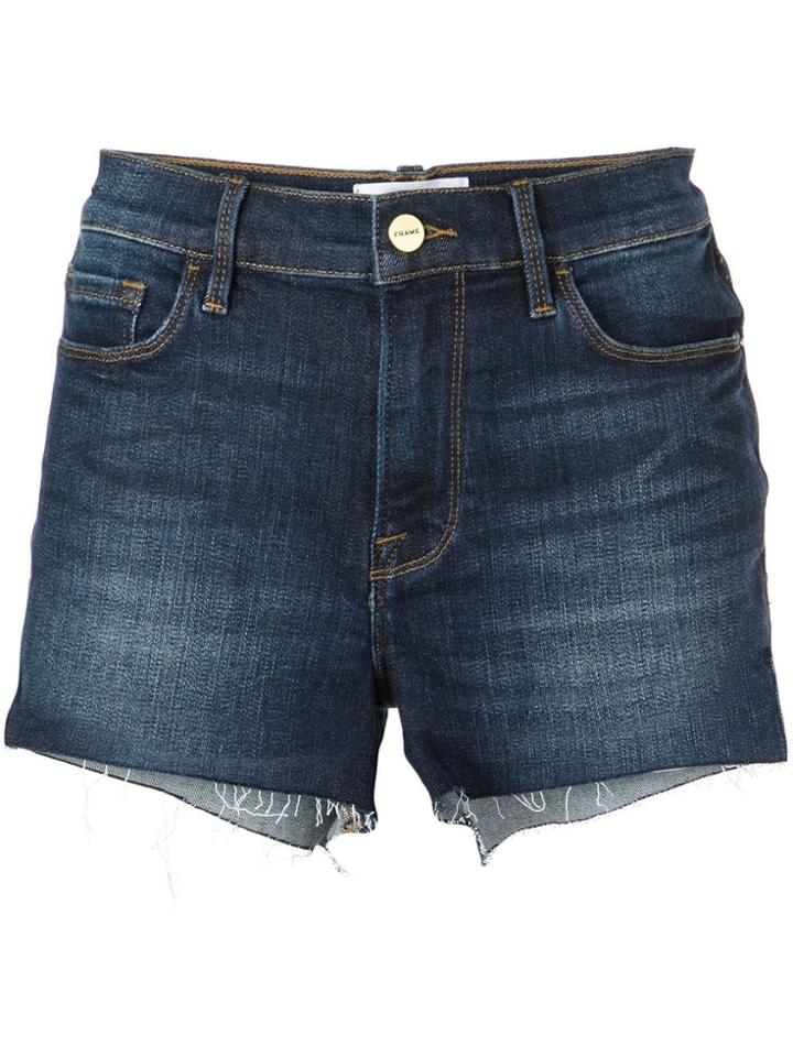 Frame Le Cut Off Denim Shorts - Blue