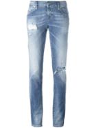 Diesel Distressed Slim Jeans, Women's, Size: 25/32, Blue, Cotton/spandex/elastane