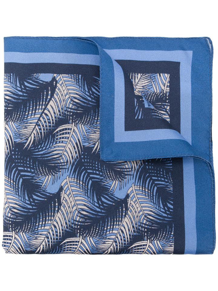 Ermenegildo Zegna Leaf Print Pocket Square - Multicolour