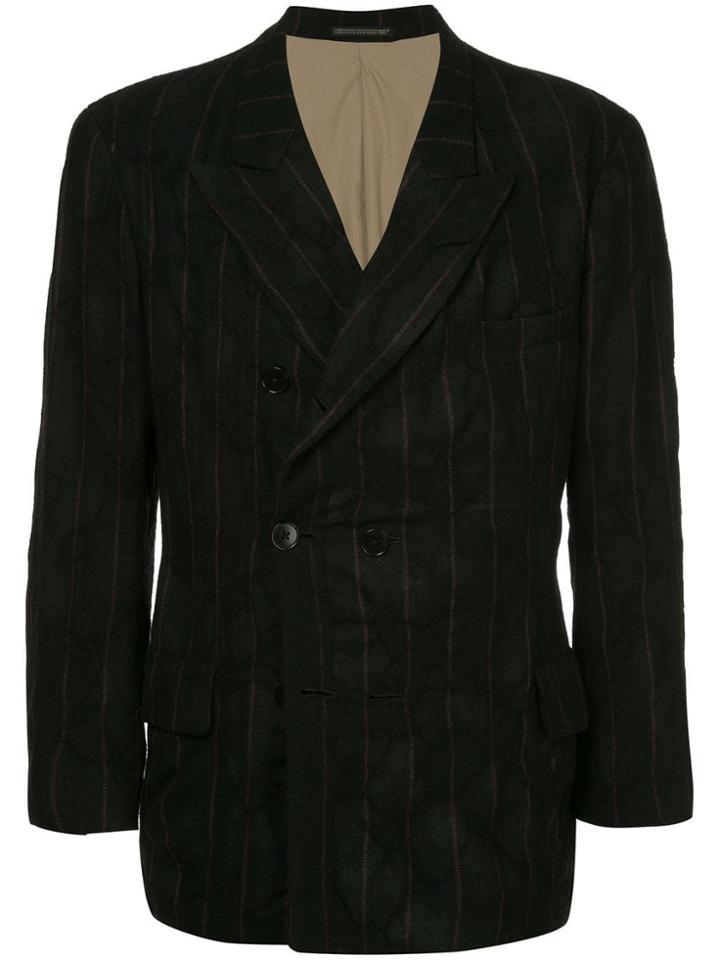 Yohji Yamamoto Vintage Peaked Lapels Pinstripe Blazer - Black